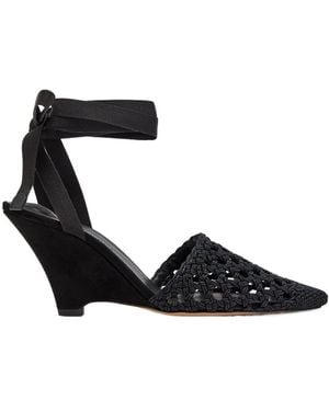 Jacquemus Les Espadrilles 80 Macramé Wedge Sandals - Black