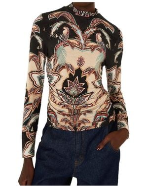 FARM Rio Printed Long-Sleeve Top - Blue