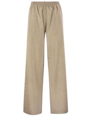 Fabiana Filippi Elasticated Waistband Wide Leg Trousers - Natural