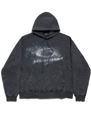 Balenciaga Washed Crayon Loop Oversized Hoodie - Gray