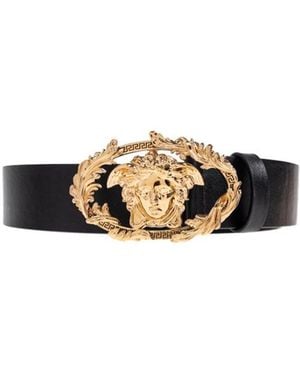 Versace Medusa-Head Leather Belt - White