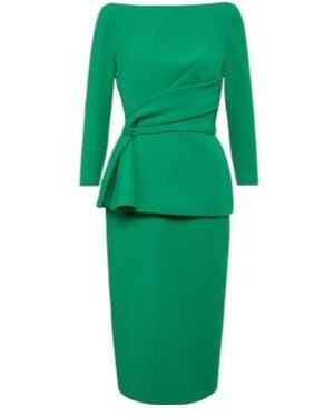 Safiyaa Draped Crêpe Midi Dress - Green