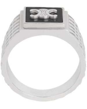 Celine Triomphe Python Signet Ring - White