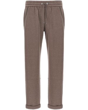 Brunello Cucinelli Drawstring Tapered Joggers - Grey