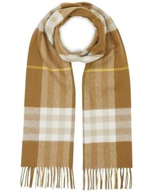 Burberry Cashmere Classic Plaid Scarf - Metallic