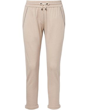 Brunello Cucinelli Monili Cotton And Silk-Blend Joggers - Natural
