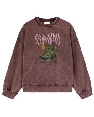 Ganni Vintage Wash Sweatshirt - Brown
