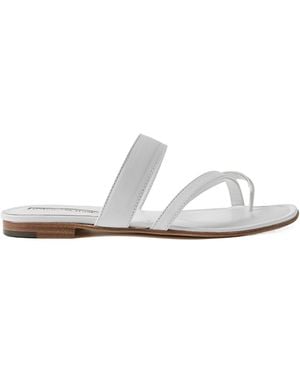 Manolo Blahnik Round-Headed Slippers - White