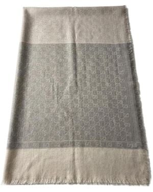 Gucci Gg Wool Cashmere Silk Stole - Grey