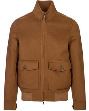 Canali Stand-Up Collar Casual Jacket - Brown