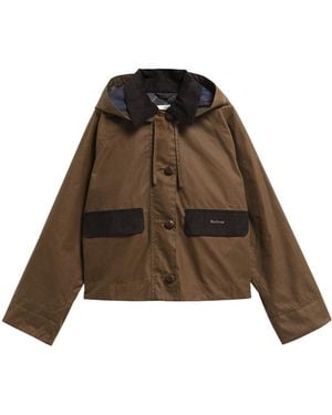 Barbour Cropped Hooded Jacket - Brown