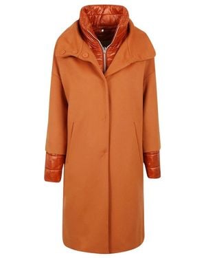 Herno Funnel-Neck Single-Breasted Coat - Orange