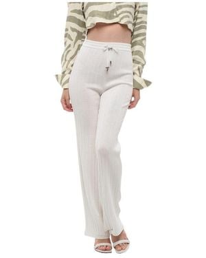 Balmain Ribbed Elastic-Waist Pants - White