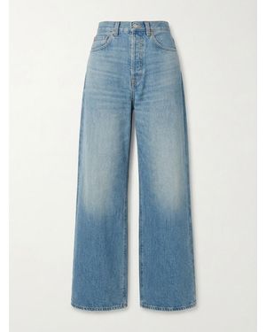Gucci Horsebit Raw Cut Hem Wide Leg Jeans - Blue