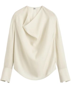 TOTEME Totême Draped Curved Hem Blouse - White