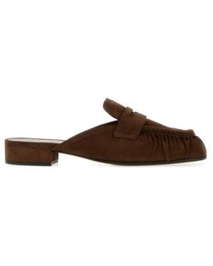 Prada Ruched Penny Loafers - Brown