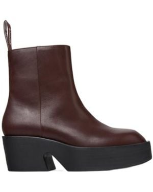 Camper Billie Platform Zip Boots - Brown