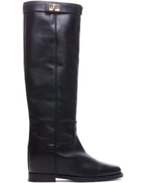 Via Roma 15 Padlock Knee-High Boots - Black