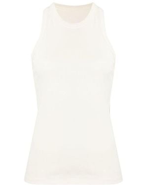Low Classic Round Neck Sleeveless Top - White