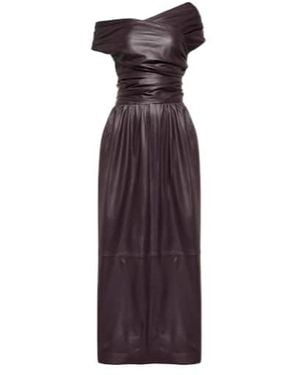 Altuzarra Corfu Off-Shoulder Leather Maxi Dress - Purple