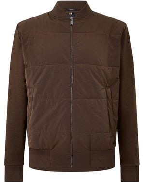 BOSS Stand-Collar Quilted Bomber Jacket - Brown