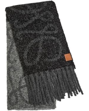 Loewe Anagram Fringed Alpaca-Blend Scarf - Black