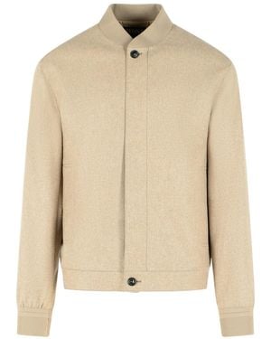 ZEGNA Oasi Elements Ribbed Bomber Jacket - Natural