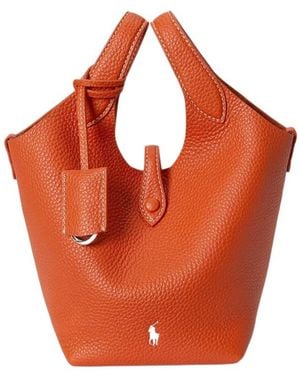 Polo Ralph Lauren Logo Detailed Small Tote Bag - Orange