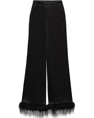 Prada Triangle Logo Wide-Leg Pants - Black