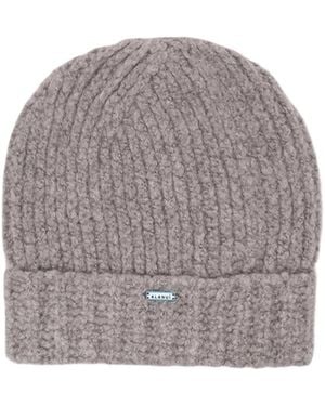 Alanui Ribbed-Knit Cashmere Beanie Hat - Grey