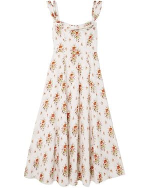 Doen Clea Ruffle Print Dress - White
