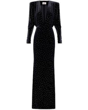 Alexandre Vauthier Long Velvet Dress - Black