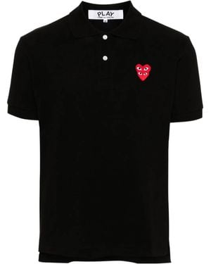 Comme des Garçons Heart-Patch Cotton Polo Shirt - Black