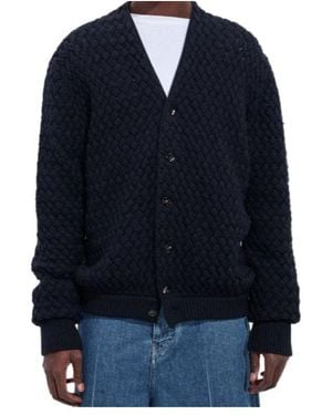 Bottega Veneta Intrecciato Wool Cardigan - Blue