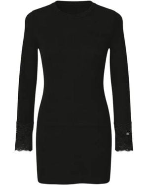Valentino Lace Detailed Crewneck Dress - Black