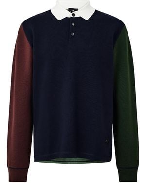 Paul Smith Fine-Knit Long-Sleeve Merino Polo Shirt - Blue