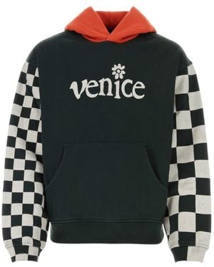 ERL Venice Chequered Long Sleeved Hoodie - Black