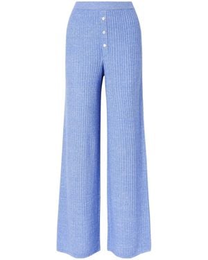 Guest In Residence Lightweight Cashmere Linen Wide-Leg Trousers - Blue