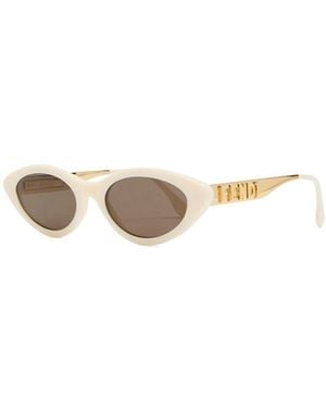 Fendi Narrow Cat-Eye Sunglasses - White