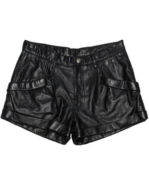 R13 Gathered Leather Shorts - Black
