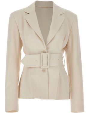 ROTATE BIRGER CHRISTENSEN Belted Fitted Blazer - Natural