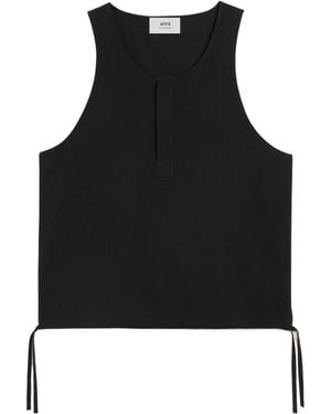 Ami Paris Ami Drawstring Sleeveless Tank Top - Black