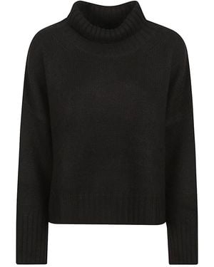 Soft Goat Ribbed Turtleneck Knitwear - Black