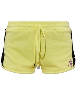 The Attico The Il Primo Bagno Logo Trim Shorts - Yellow