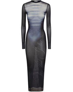 Jean Paul Gaultier Printed Tulle Dress - Blue