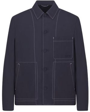 Dior Homme Collared Button-Up Jacket - Blue