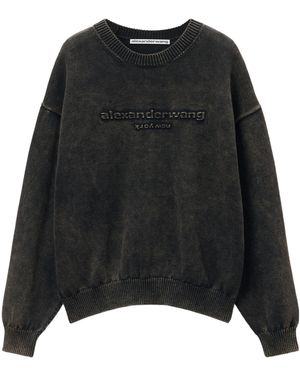 Alexander Wang Oversize Logo Crewneck Sweatshirt - Black