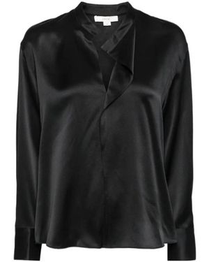 Vince Draped Silk Blouse - Black