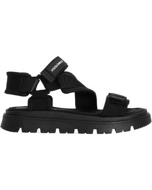 Dolce & Gabbana ドルチェガッバーナ キッズ ロゴストラップ オープントゥサンダル - Black