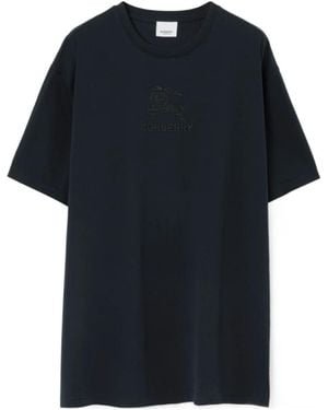 Burberry Logo Embroidered Crewneck T-Shirt - Black